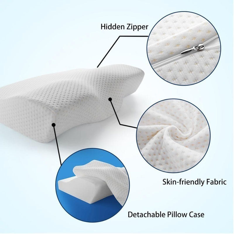 Men's and Women's Pillows Memory Foam Neck Protection Pillow Orthopedic Pillow Neck Butterfly Shape Healthy Neck Protection Slow Rebound Memory Pillow