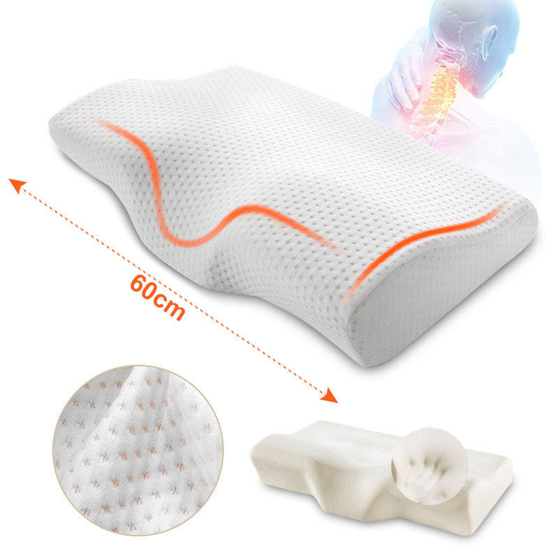 Men's and Women's Pillows Memory Foam Neck Protection Pillow Orthopedic Pillow Neck Butterfly Shape Healthy Neck Protection Slow Rebound Memory Pillow