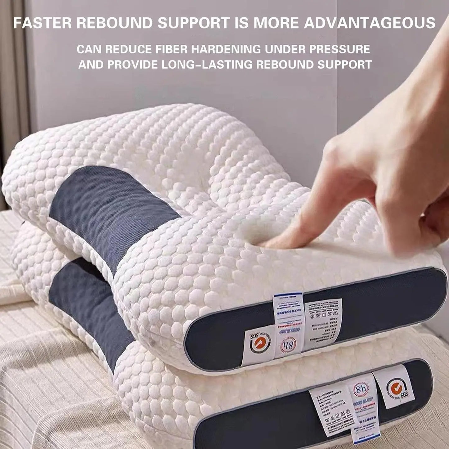 2PCS Pillow Knitted Neck Pillow for Side, Back and Prone Sleeping, Bed Pillow, Deep Sleeping, Removable Pillowcase, Bedding
